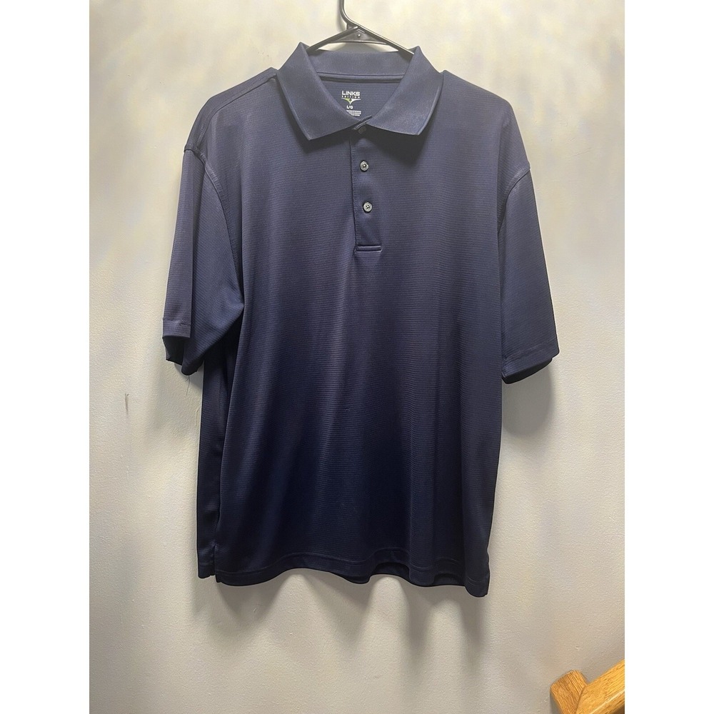 Links Edition Mens Navy Performance Golf Polo Shirt Size Large L Short Sleeve